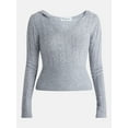 thumbnail image 5 of No Boundaries Cable Knit Sweater Hoodie, Lightweight, Women's, 5 of 5