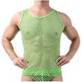 thumbnail image 2 of pstuiky Camisetas sin mangas para hombre, Camiseta de tirantes de cuello redondo en forma de I hueca de malla de color liso para hombre Chaleco para hombre l, 2 of 4
