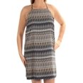 thumbnail image 3 of KENSIE Womens Beige Printed Spaghetti Strap Above The Knee Shift Dress Size: L, 3 of 4