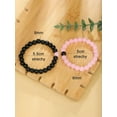 thumbnail image 5 of QQTDFG 2pcs Couple Two Tone Black Pink Beaded Bracelet Stackable Stretch Bracelets-default, 5 of 5