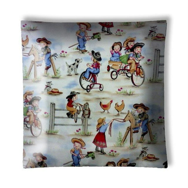 888 Cool Fans L-0001095 12 in. Rodeo Kids Cowgirl Square Semi Flush Mount Ceiling Lamp
