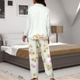 thumbnail image 7 of Kuiaobaty Cat Flower Print Women's 2 Piece Outfits Pajama Set Long Sleeve Top Wide Leg Pants with Pockets Loungewear Comfy Nightgown Plus Size, XL, 7 of 7
