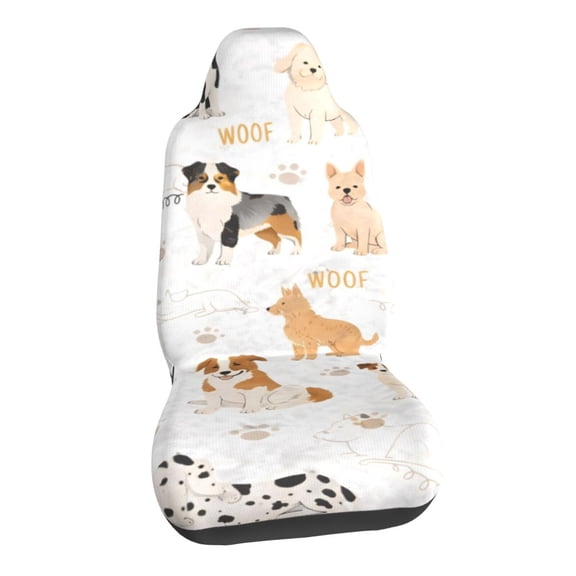 Dog Breeds Cute Puppy Print Pet Lover Car Seat Covers Stretch Car Seat Protectors Universal Fit