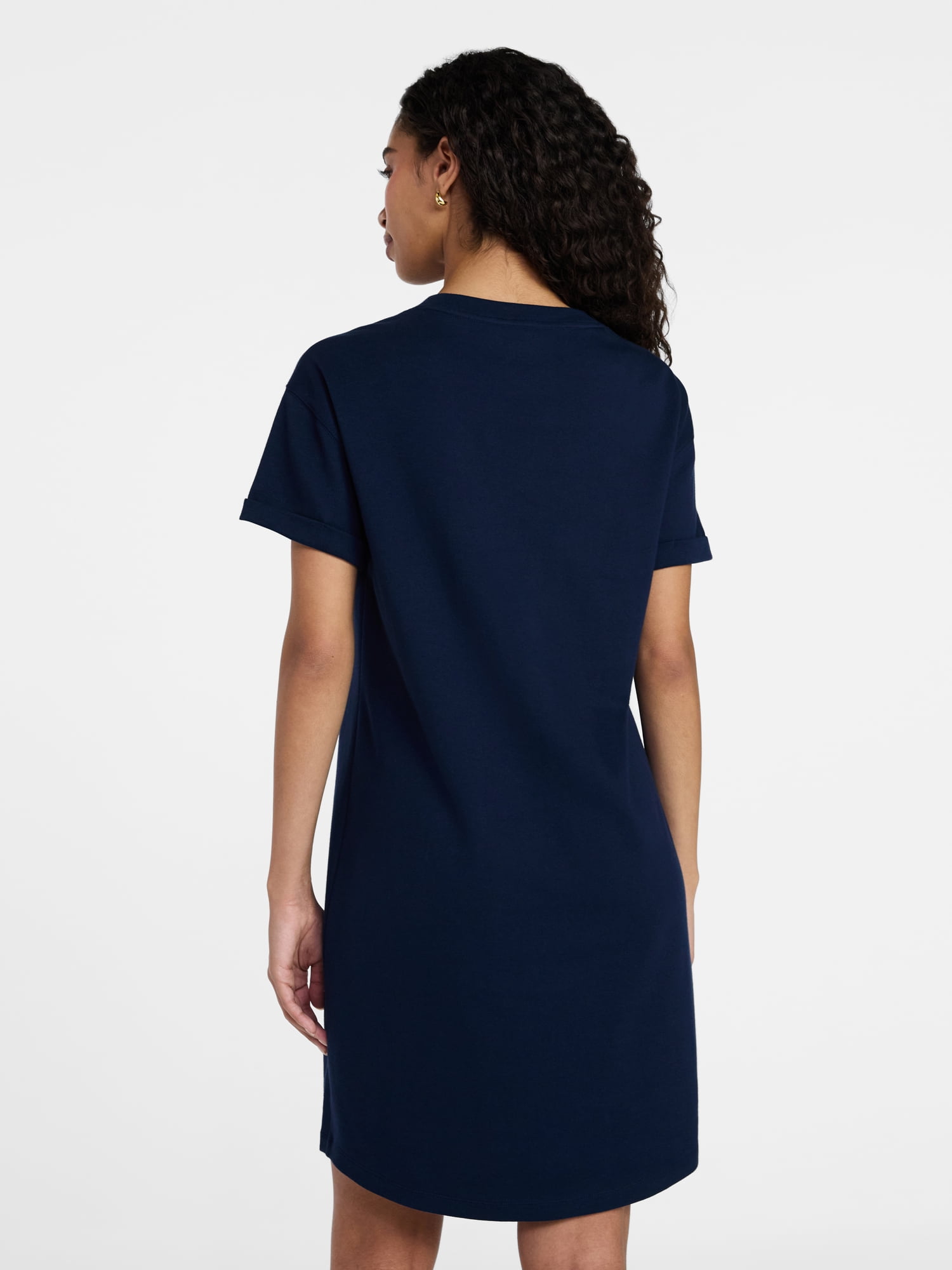 Time and Tru Women's Cotton T-Shirt Dress with Short Sleeves, Sizes XS-XXXL