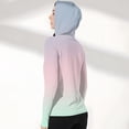thumbnail image 3 of WTOBBY Women's Gradient Print Ice Silk Hooded Sun Jacket Top, Lightweight Long Sleeve Sun Protective Shirt with Hood, UPF 50+ Cover-Up for Summer, Stylish and Functional,Light pink L, 3 of 4