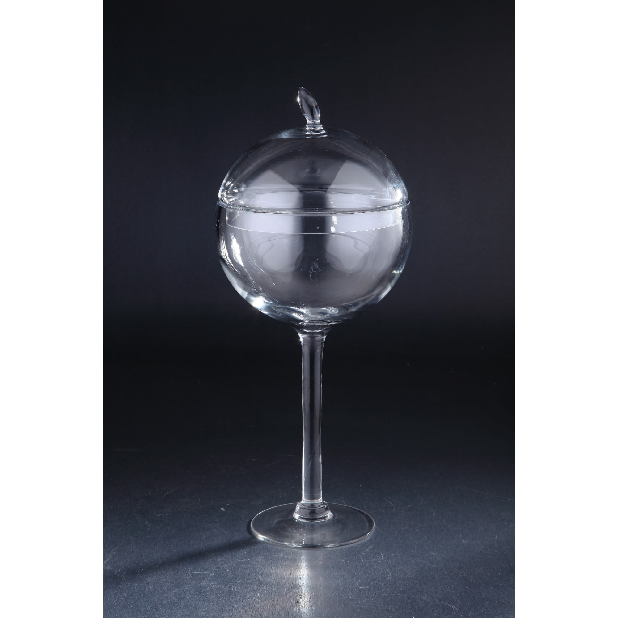 19.5" Clear Round Hand Blown Glass Jar with Finial Lid