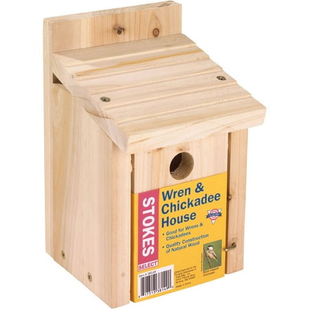 Bird Wash House - Stokes Select Wren and Chickadee Nesting Bird House, Natural Wood