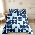 thumbnail image 2 of Manfei Mid-Century Geometric Full Size Comforter Sets, Navy Semicircle Bedding Comforter Set, Navy Light Blue, Navy Reversible 3pcs, 1 Comforter and 2 Pillowcases, 2 of 6