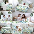 thumbnail image 5 of Green Blue Leaf Bedding Duvet Cover Set Queen Size 4 Pieces Watercolor Eucalyptus Leaves Fall Bedding Set with Zipper Closure, 1 Comforter Cover 90x92 Inches 1 Flat Sheet & 2 Pillow Cases, 5 of 7