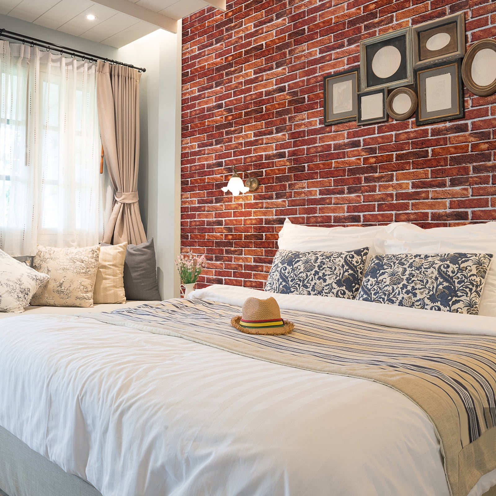 (2 pack) UMIGGEE 17.7" x 236" Red Brick Wallpaper Peel and Stick Wallpaper Vinyl Self Adhesive 3D Vintage Brick Pattern Removable Wallpaper for Kitchen Backsplash Bedroom Accent Wall