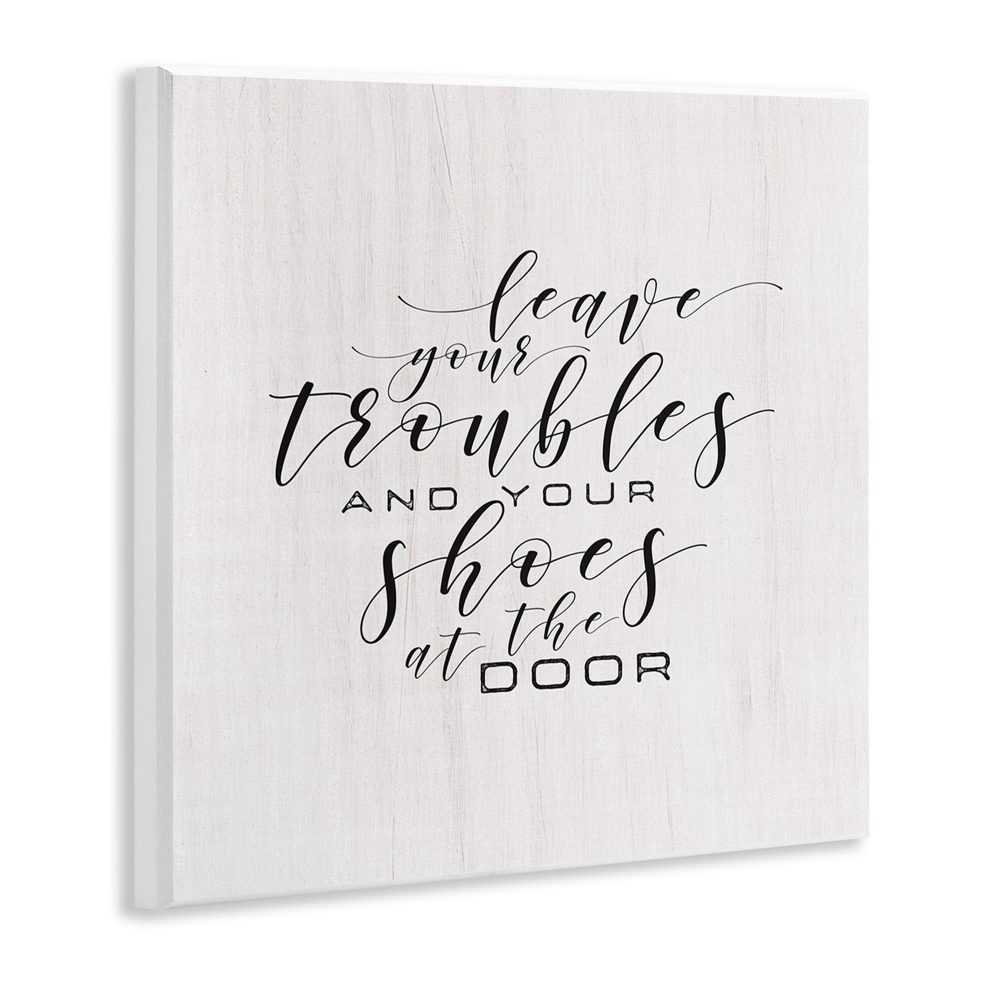 The Stupell Home Decor Collection Leave Your Troubles and Shoes at the Door Wall Plaque Art, 10 x 0.5 x 15