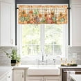 thumbnail image 5 of Orange Fall Pumpkin Kitchen Curtain Valances for Windows Farmhouse Short Curtains, Thanksgiving Sunflowers Leaves Check Rod Pocket Valance Curtain for Bedroom Cafe Living Room 54"x18", 5 of 6