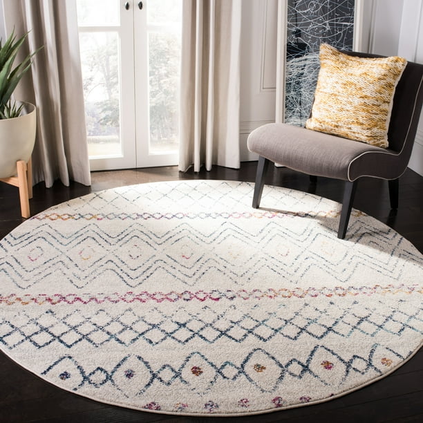 Safavieh Madison Hannah Geometric Area Rug, 9' X 9' Round, Ivory/Navy