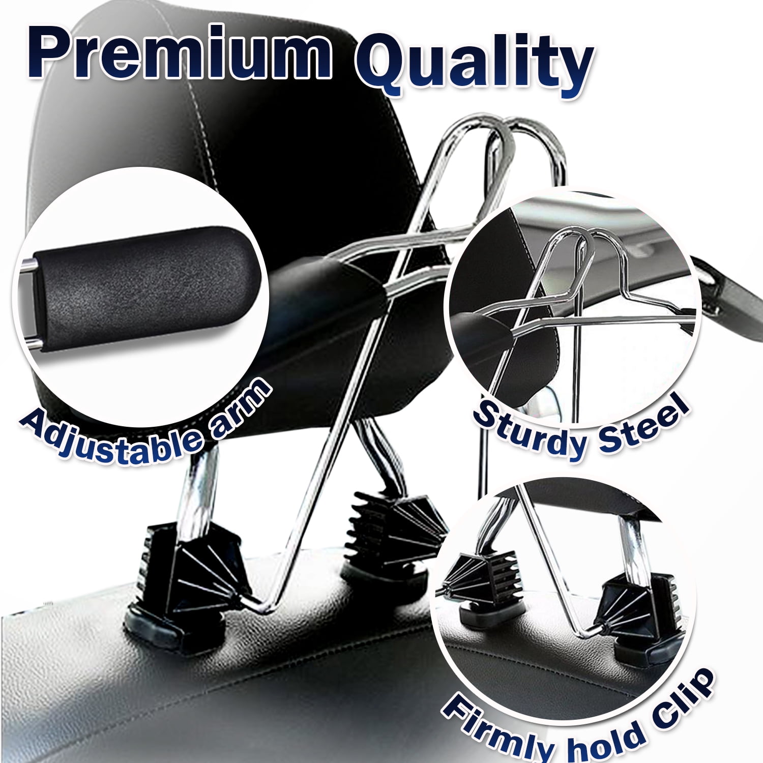 Zone Tech Chrome Car Hanger Vehicle Metal Travel Car Seat Headrest Coat Clothes Suit Hanger with Headrest Restraint Rods