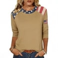 thumbnail image 5 of MEICHEN Ladies' American 250th Anniversary Patchwork Print 3/4 Sleeve 3/4 Sleeved Top Summer T Shirts for Women, 5 of 5