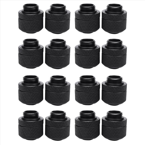 16Pcs Refrigeración por Agua para G1 / 4 Pagoda de Hilo Externo para 9.5X12.7Mm de Enfriamiento por Computadora de Tubo Suave Conector Negro