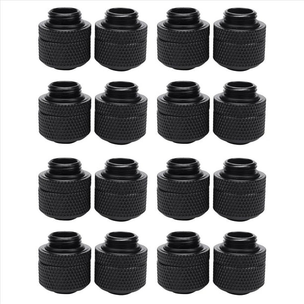 16Pcs Refrigeración por Agua para G1 / 4 Pagoda de Hilo Externo para 9.5X12.7Mm de Enfriamiento por Computadora de Tubo Suave Conector Negro