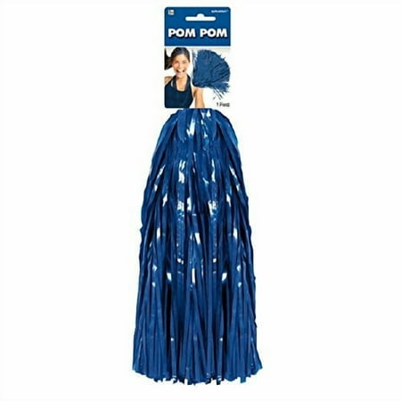 Party Perfect Team Spirit Metallic Cheer Pom-Pom Accessory, Blue, Vinyl, 15"