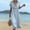 *Light Blue, variant on ClodeEU Women's Linen Blend V Neck Short Sleeve Tiered Ruffle Midi Dress,Casual Loose Boho Beach Sundress Beige,Women's Plus L
