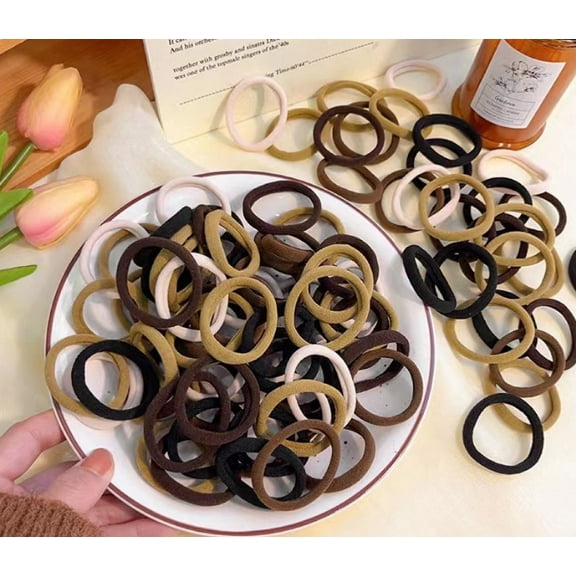 Bradem 5-Color Cotton Hair Ties - High Elastic No-Crease, Metal-Free Ponytail Holders for Women & Girls