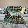 thumbnail image 2 of Orinice Horses Pattern Cross Stitch Flannel Blanket Soft Fleece Throw Blanket for All Seasons, Lightweight Warm Blanket for Bed Couch Sofa Office Decor, 3 Sizes Available 60x80in, 2 of 6