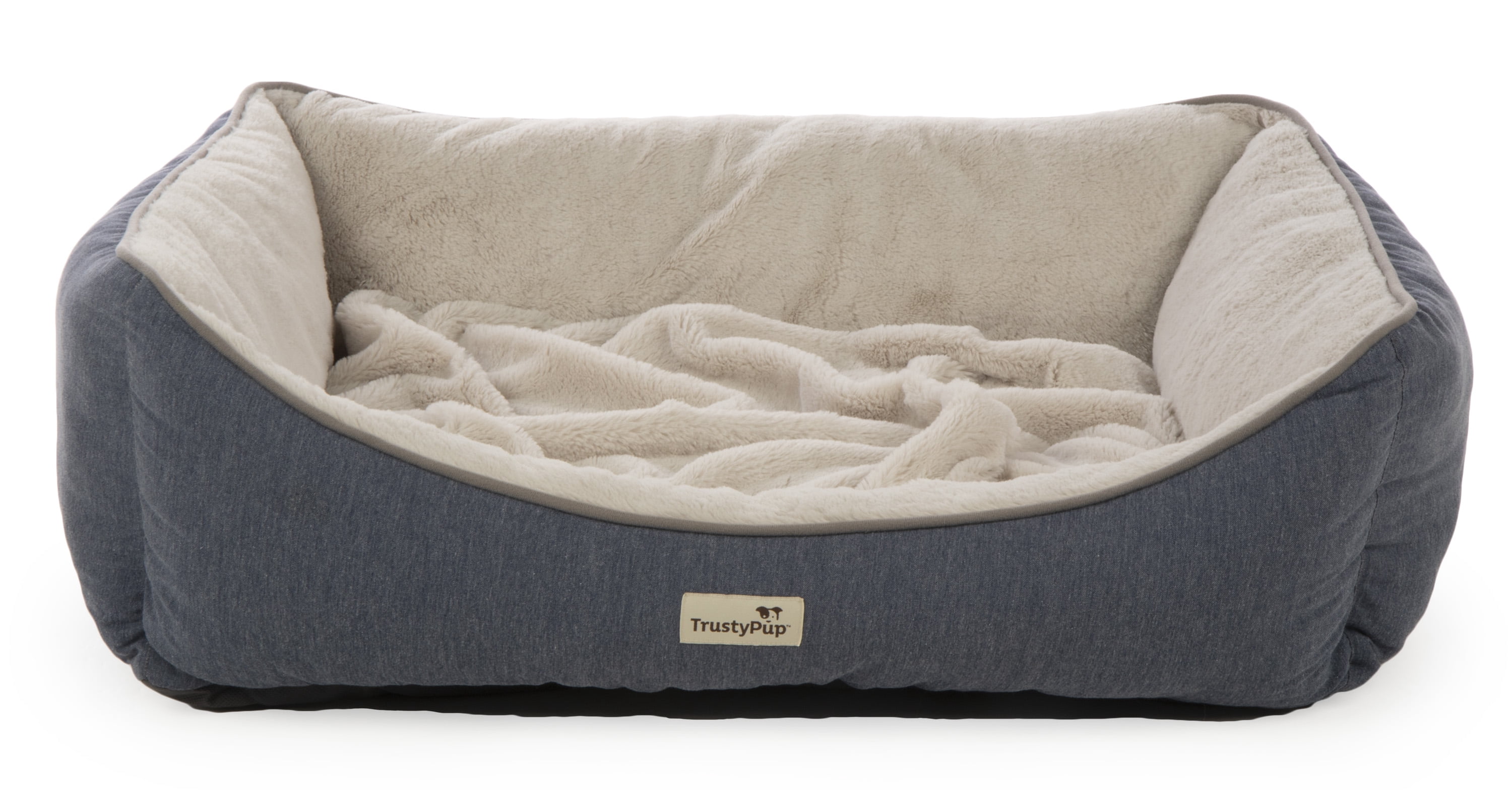 TrustyPup Burrow Nest Pet Bed - Chambray Dark Blue, Medium
