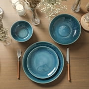 Stone Lain Riley 32-Piece Dinnerware Set Stoneware, Service for 8, Blue