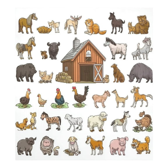 IAUYY Magnetic decorative sticker - 23x26 Inch PVC Refrigerator Decorative Cover, Removable DIY Art for Kitchen Appliances 30 Farm Animals