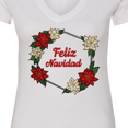 thumbnail image 4 of Inktastic Feliz Navidad Poinsettia Women's V-Neck T-Shirt, 4 of 5