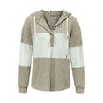 thumbnail image 4 of Ltctricy Hoodies for Women Long Sleeve Half Button Drawstring Color Block Ribbed Knit Sweatshirts Soft Casual Pullover Tops(Khaki,Large), 4 of 5