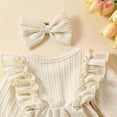 thumbnail image 6 of ENFLASH Newborn Baby Girl's Bubble Romper Ruffle Long Sleeves Bowknot Bodysuit One Piece Button Up Outfits Clothes for Spring Fall, 6 of 9