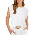 thumbnail image 1 of Blusas WIHOLL Summer para mujer, manga corta, color blanco, talla L, 1 of 5