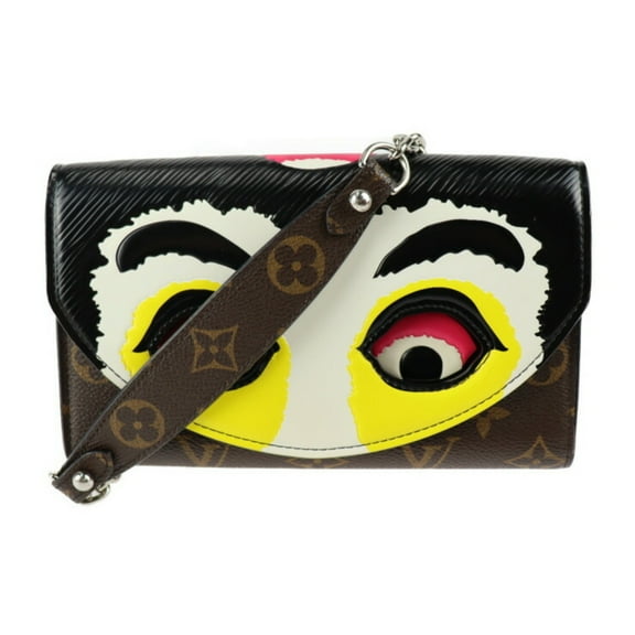 Pre-Owned LOUIS VUITTON Portefeuille Chain Kansai Yamamoto Collaboration Shoulder Bag M67256 Monogram Canvas Leather Brown Multicolor Silver Hardware Kabuki Wallet Long (Good)