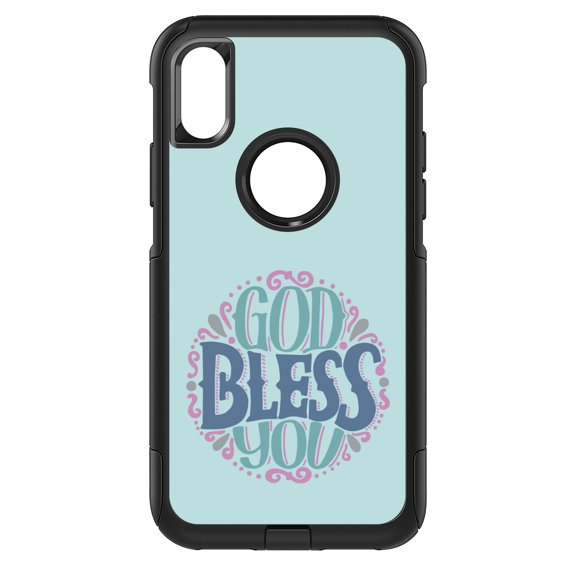 DistinctInk Custom SKIN / DECAL compatible with OtterBox Commuter for iPhone X / XS (5.8" Screen) - God Bless You - Circle Floral