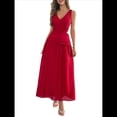 thumbnail image 2 of Vestido Informal de Verano Sin Mangas para Mujer, con Escote en V, Arrugas y Espalda Descubierta, para Fiesta Rojo L, 2 of 7