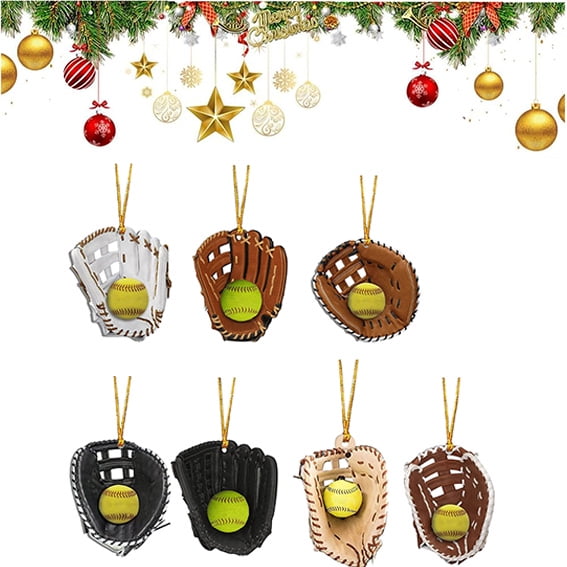 Softball Glove Flat Hanging Ornament, Personalized Softball Gloves Ornament, Christmas Home Decor Creative Car Rearview Mirror Pendant Ornaments Gifts for Softball Lover