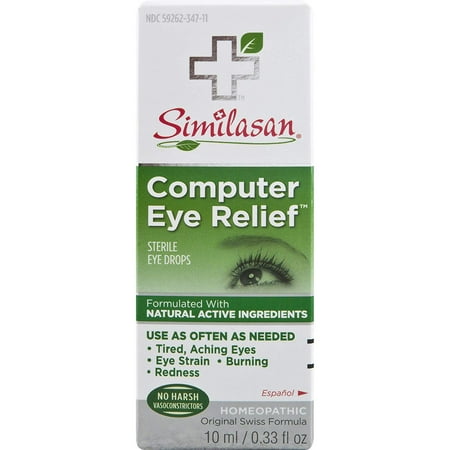 Computer Eye Relief Eye Drops 0.33 Fluid Ounce, for Temporary Relief from Tired Eyes, Aching Eyes, Eye Strain, Burning or Redness from Computer Use, with Natural Active Ingredients Similasan - 1