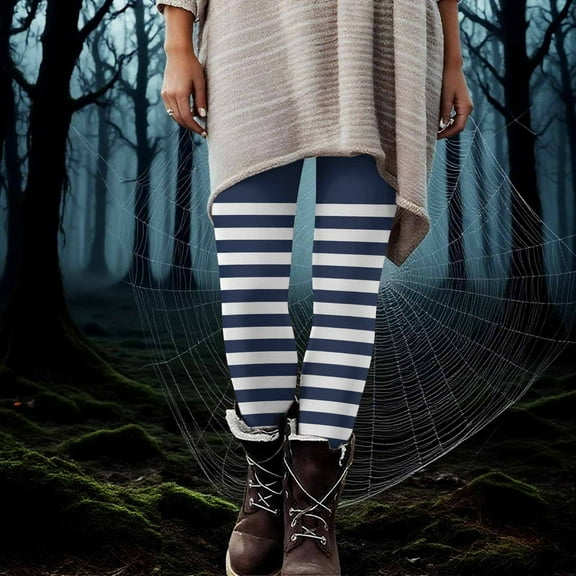 FDGIU Yoga Pants Stretch Pants Women's Halloween Striped Print Leggings Sports Fitness Pants Solid Colored Casual Tight Fitting Tight Peach Hip Yoga Pants Stretch Pants Tummy Control Trousers