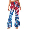 thumbnail image 2 of Xoenoiee Women's Flared Leggings Stretch Flared Pants Butt Lifting High Waist Flare Leg Yoga Pants Soft Bootcut Yoga Pants Bell Bottom Pants for Work, Gym, Casual, XS, American Flag Tie-Dye Star, 2 of 6