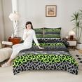 thumbnail image 4 of Castle Fairy Animal Leopard Cheetah Zebra Print Full Size Comforter Sets 3-Piece for Kids Teens Adults,Abstract Stripes Lines Bedding Comforter Set,Vintage Aesthetic Lightweight Bedding Sets, 4 of 8