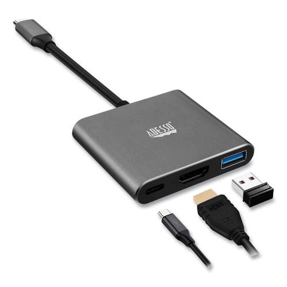 3-in-1 USB-C Multi-Port TAA Compliant Docking Station, HDMI, USB-C, USB 3 A+PD, Black/Gray | Bundle of 2 Each