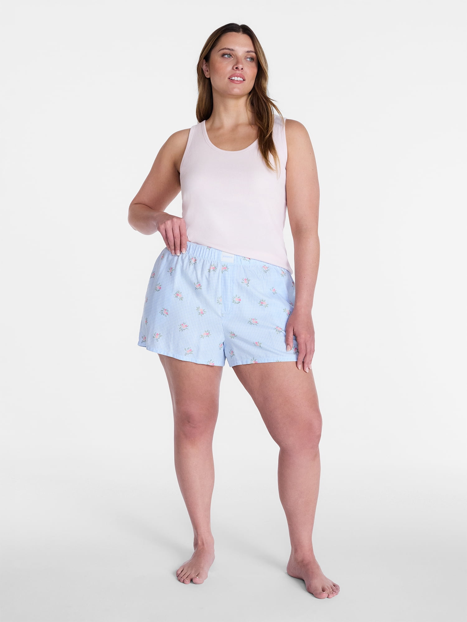 Joyspun Women's Woven Pajama Boxer Shorts, Sizes XS to 2X