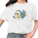 thumbnail image 1 of Camiseta blanca informal con cuello redondo y manga corta con estampado de gato bonito para mujer Pompotops hkajfhjk459212, 1 of 5
