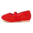 thumbnail image 3 of Dream Pairs Kids Girls Rhinestones Ballet Flat Shoes Toddler Fashion Dress Shoes MUY-SHINE-INFANT RED/SUEDE Size 9 Toddler, 3 of 5