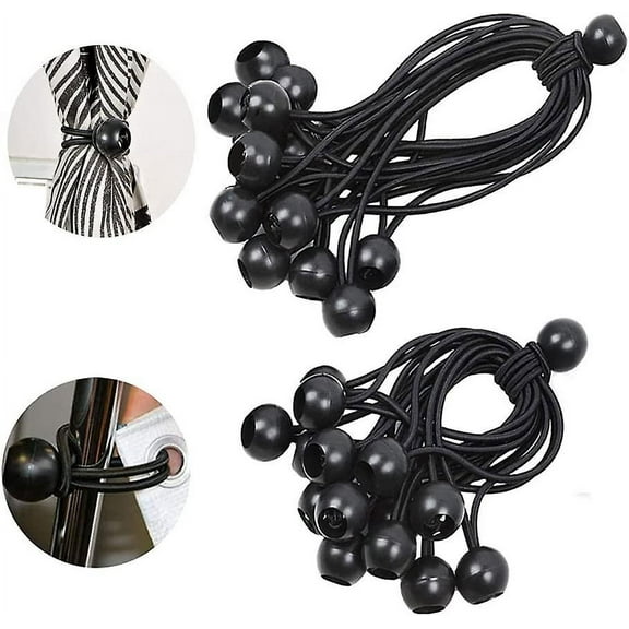 20 Pack Bungee Balls, Black Ball Bungee Heavy Duty Heavyweight 20cm Tarp Bungee Cords, Weather Resistant Tie Down Strap