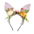thumbnail image 1 of Diadema con orejas de conejo de Pascua, diadema con flores, accesorios para el cabello encantadores Rosa, 1 of 9