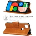 thumbnail image 3 of Google Pixel 5 Case, Retro Wallet Folio Flip Leather Magnetic Buckle Slim Back Cover Built-in Card Holder Slot and Stand for Google Pixel 5 (Brown), 3 of 7