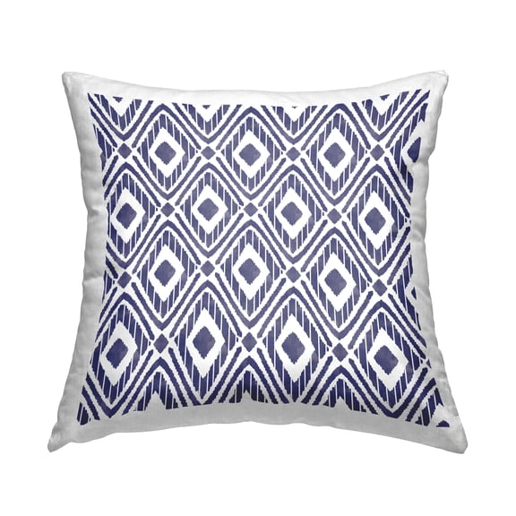 Stupell Industries Blue Bohemian Diamond Shape Geometric Pattern Design by Taylor Shannon Designs Throw Pillow