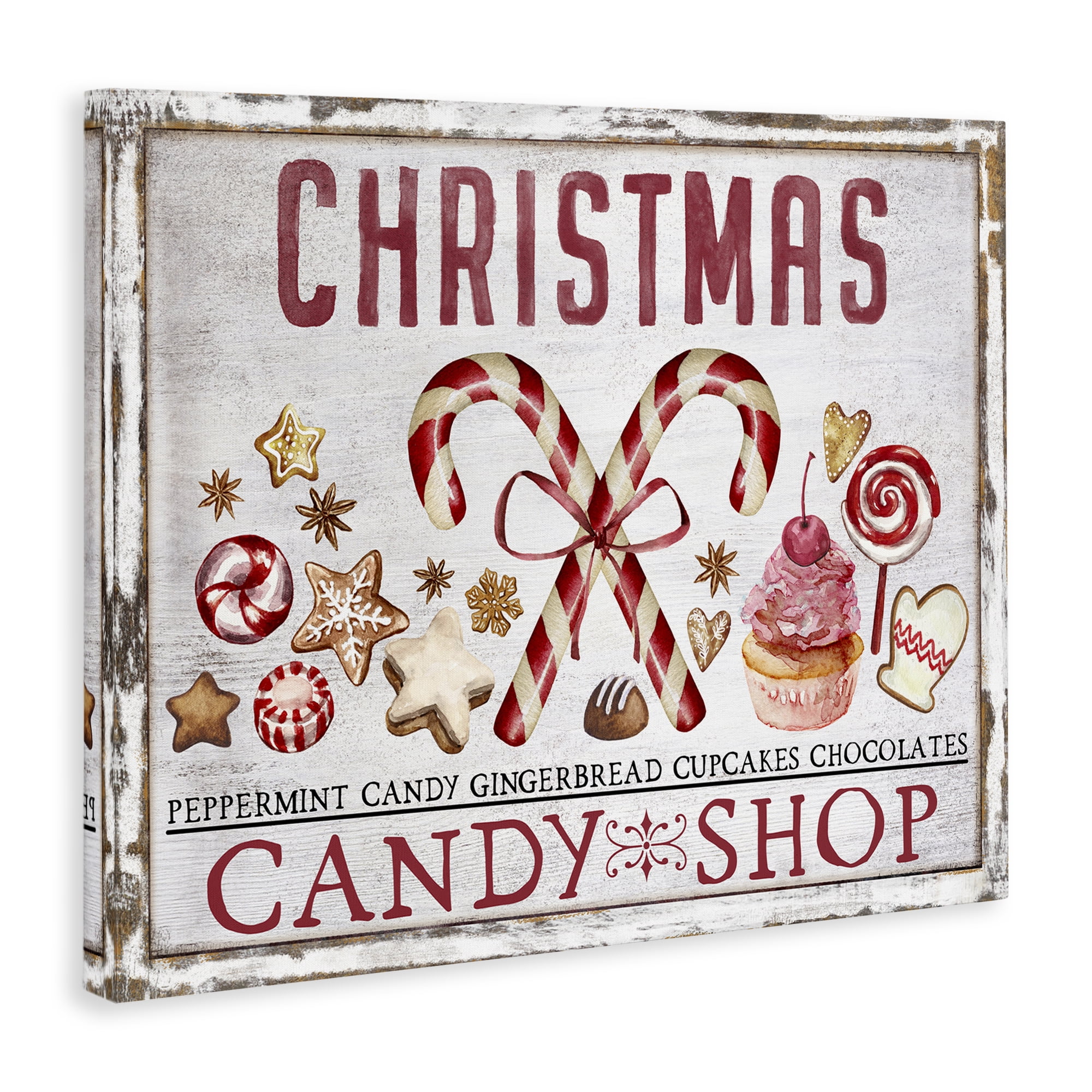 Stupell Industries Candy Shop Christmas Holiday Painting Gallery Wrapped Canvas Art Prints Wall Art, 40 x 30