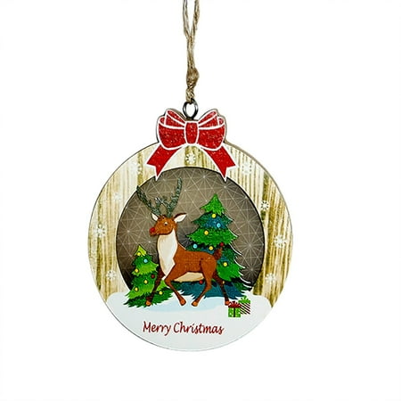 

Christmas Wooden Luminous Decorated Christmas Tree Pendant
